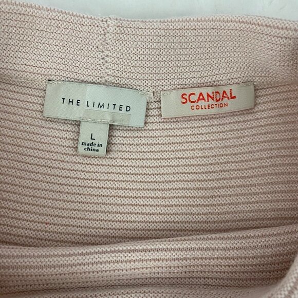 The Limited Scandal Collection Beige Ribbed Elbow Sleeve Knit Sweater Large - Picture 3 of 7